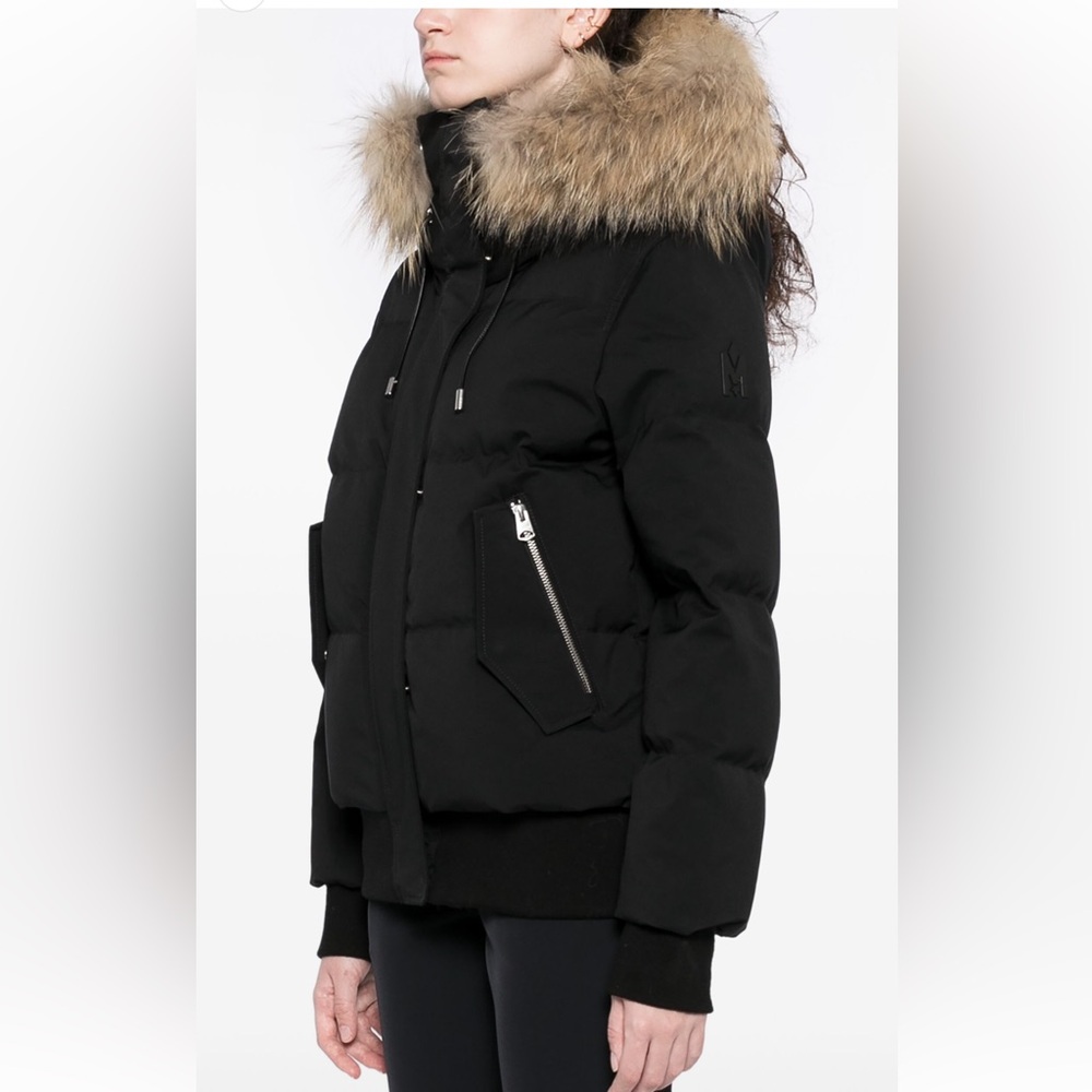 Mackage Black Puffer Jacket Quilted Design grey and black fur